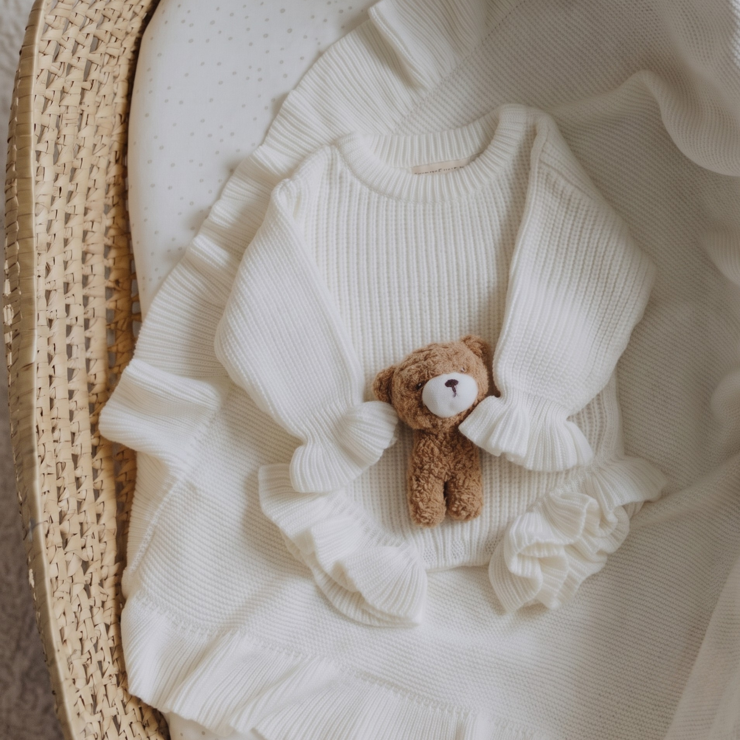Ruffle Knit Romper — Ivory