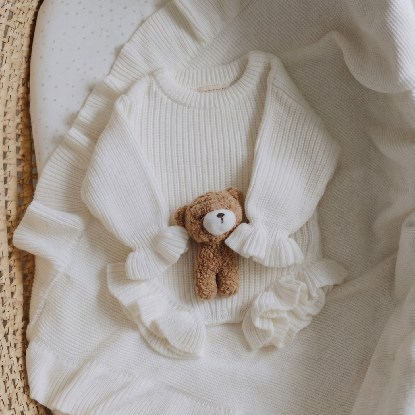 Ruffle Knit Romper — Ivory