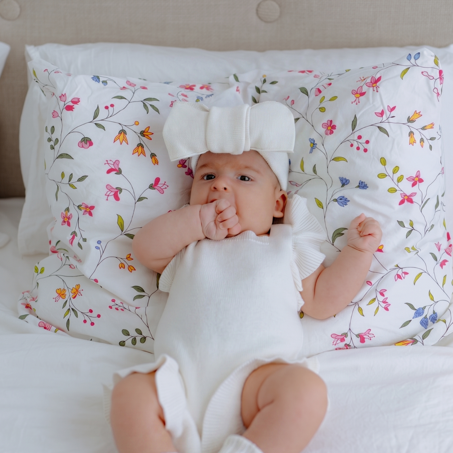 Knit Bow Headband- Ivory