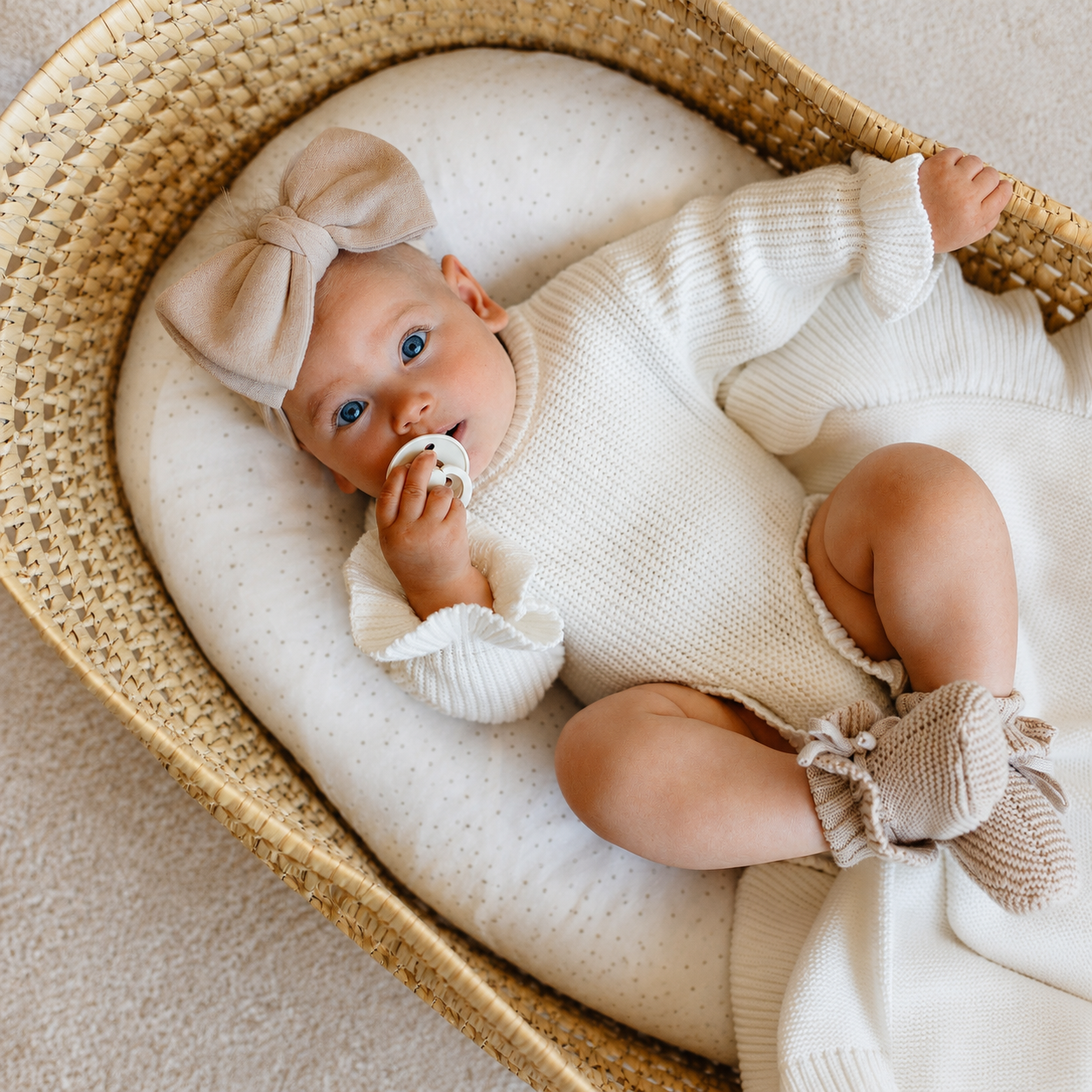 Top Knot Headband Bow- Oat