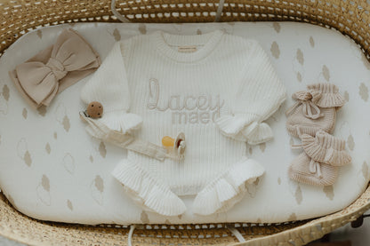 Ruffle Knit Romper — Ivory