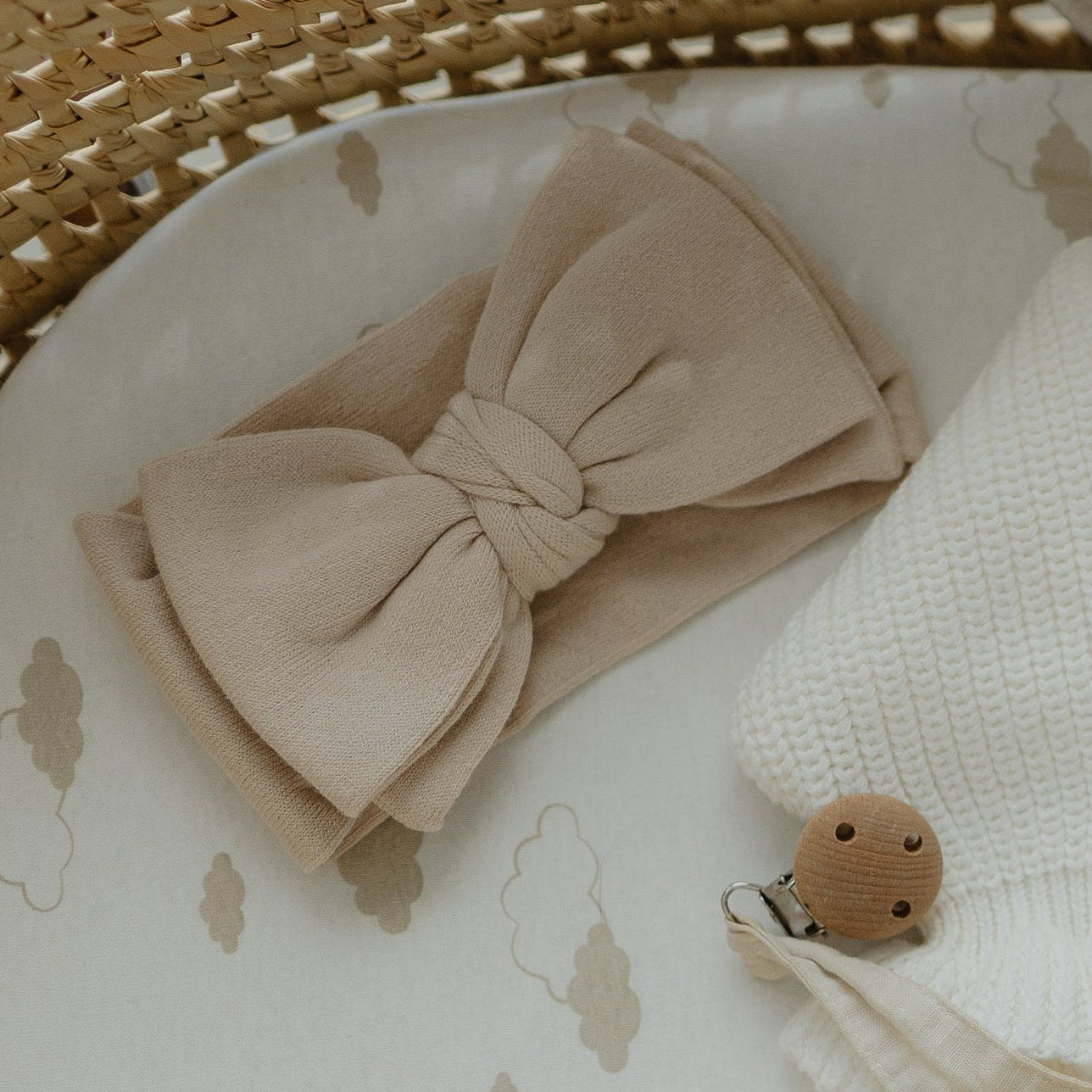 Top Knot Headband Bow- Oat