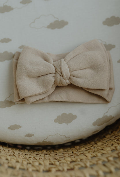 Top Knot Headband Bow- Oat