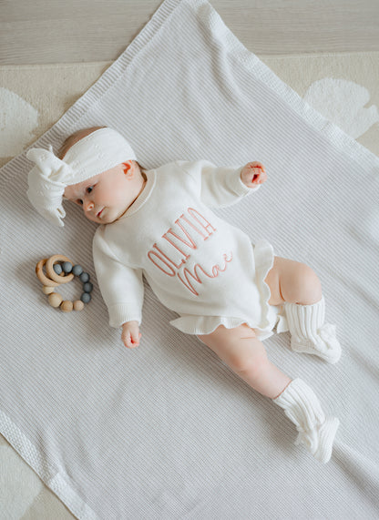Knit ruffle romper