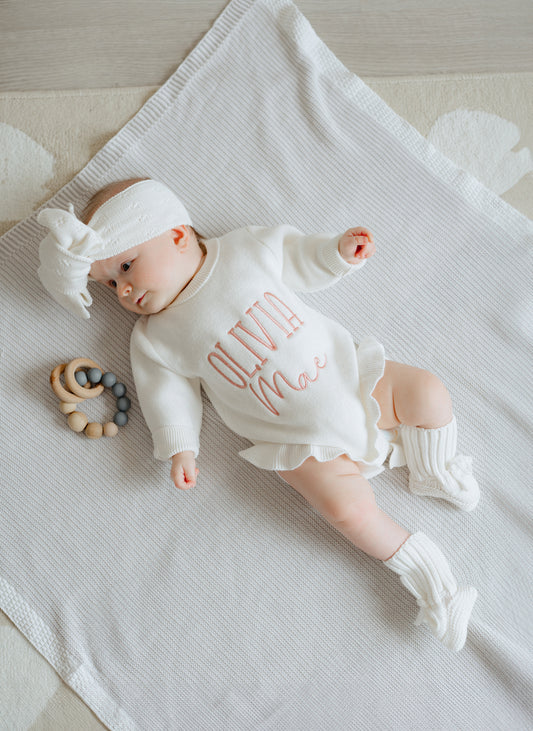 Knit ruffle romper