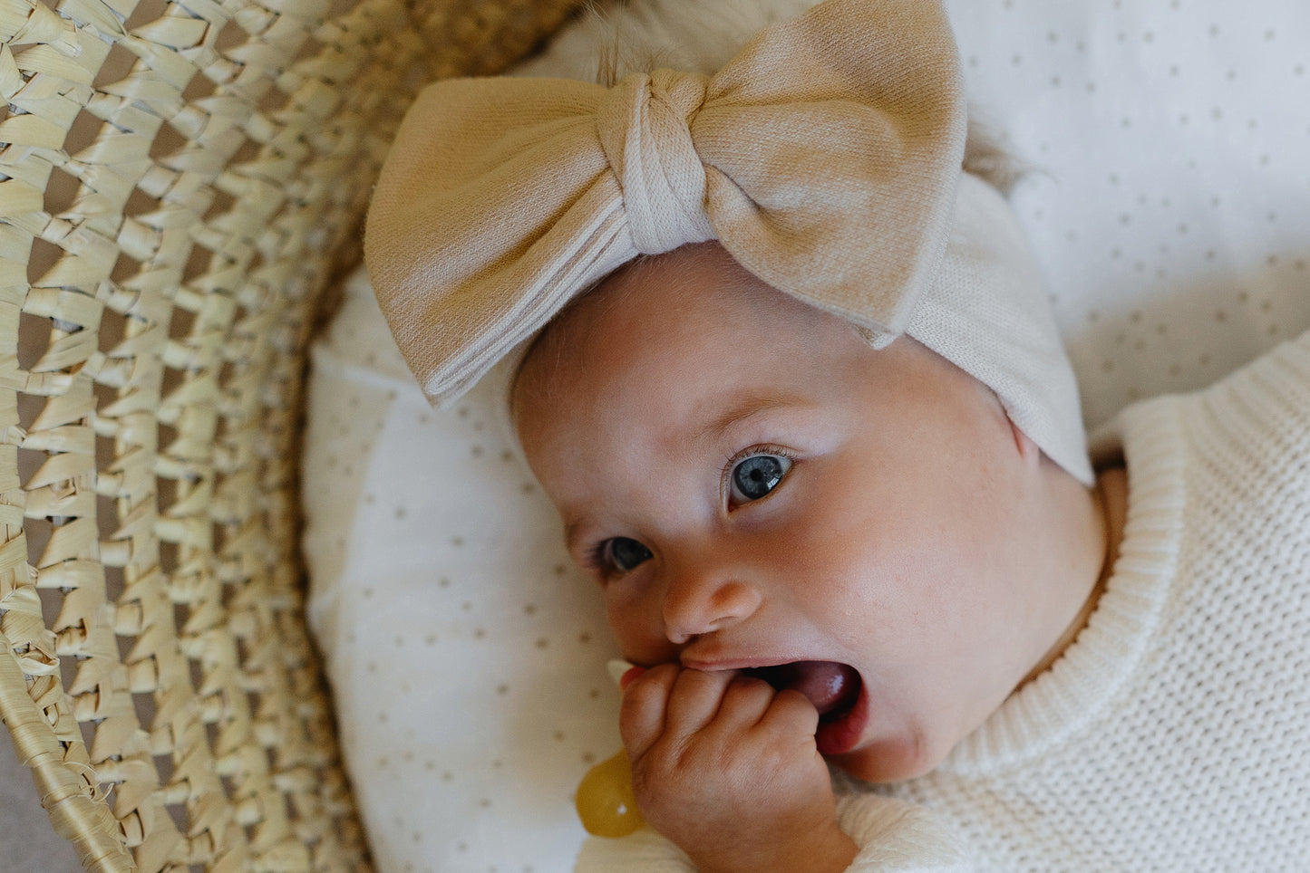 Top Knot Headband Bow- Oat