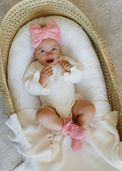 Top Knot Headband Bow- Baby Pink