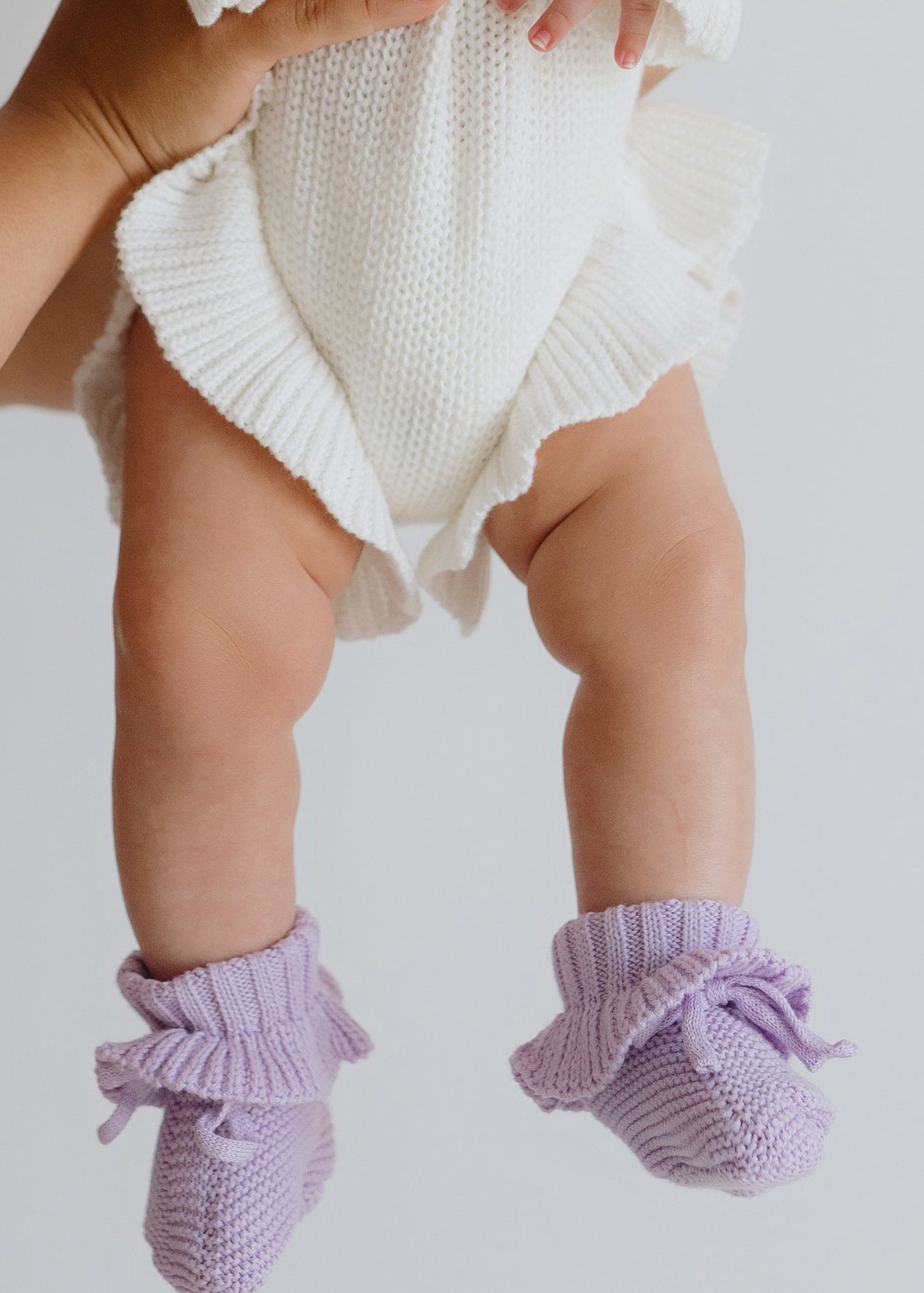Knit Ruffle Booties-Lavender