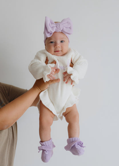 Top Knot Headband Bow- Lavender