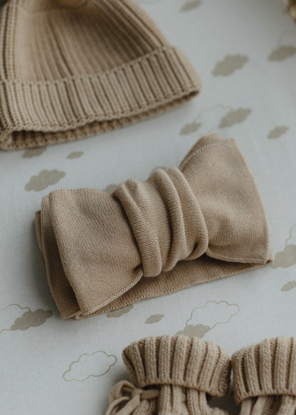 Oversized Knit Bow Headband- Oat