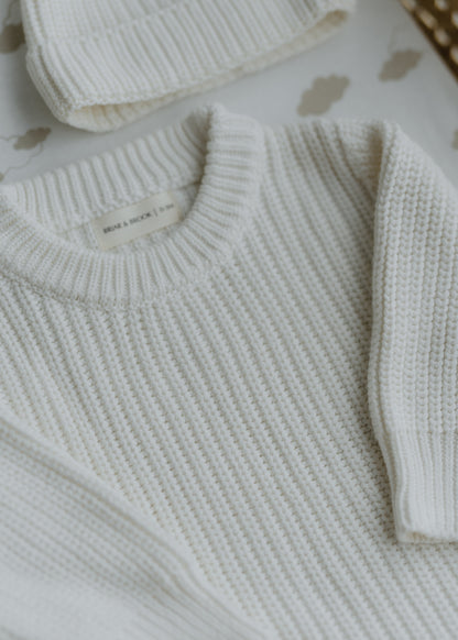 Chunky Knit Romper — Ivory