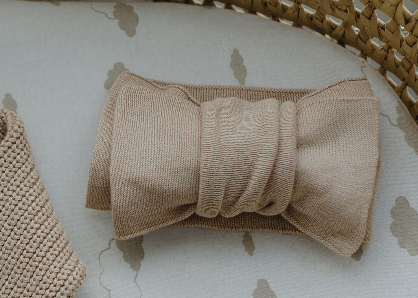 Oversized Knit Bow Headband- Oat