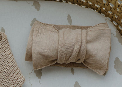 Oversized Knit Bow Headband- Oat