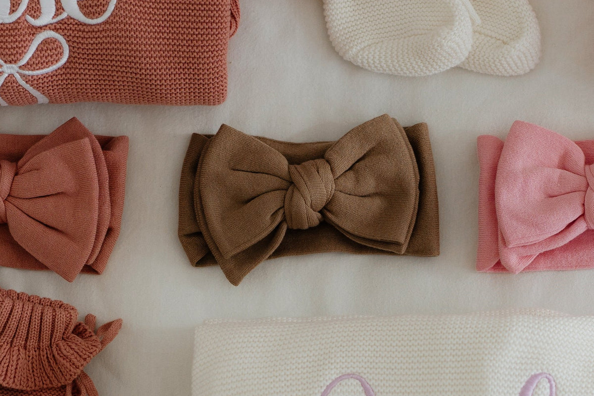 Top knot headband bow- Acorn
