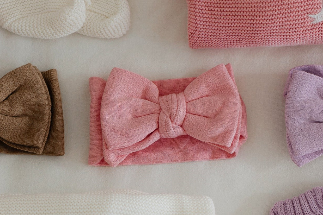 Top Knot Headband Bow- Baby Pink