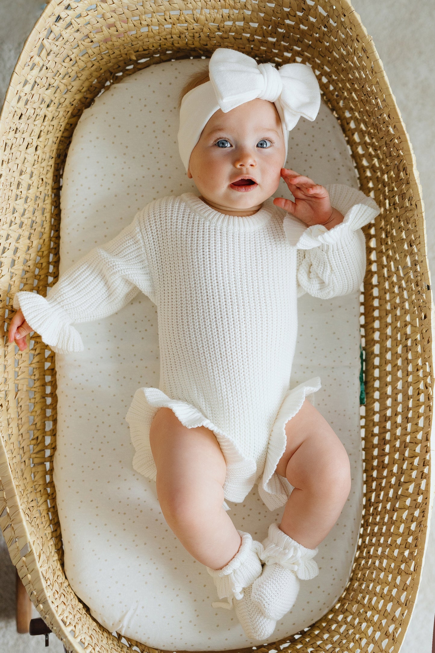 Ruffle Knit Romper — Ivory