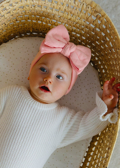 Top Knot Headband Bow- Baby Pink