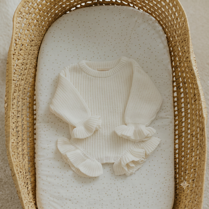 Ruffle Knit Romper — Ivory