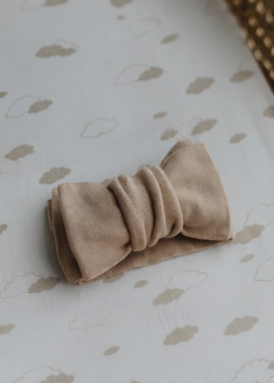 Oversized Knit Bow Headband- Oat