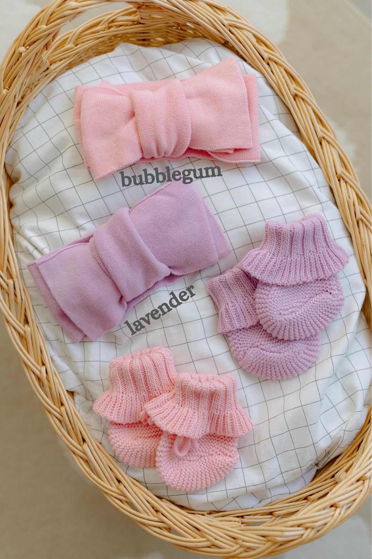 Knit Baby Bow and Booties Set