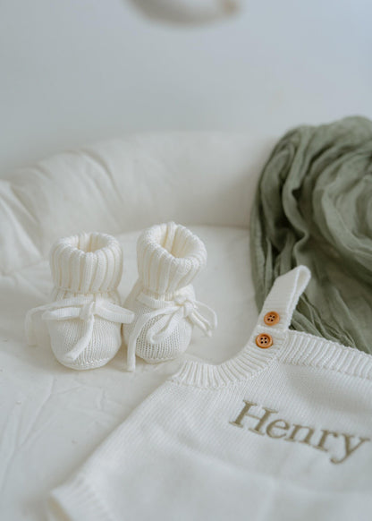 Knit baby booties