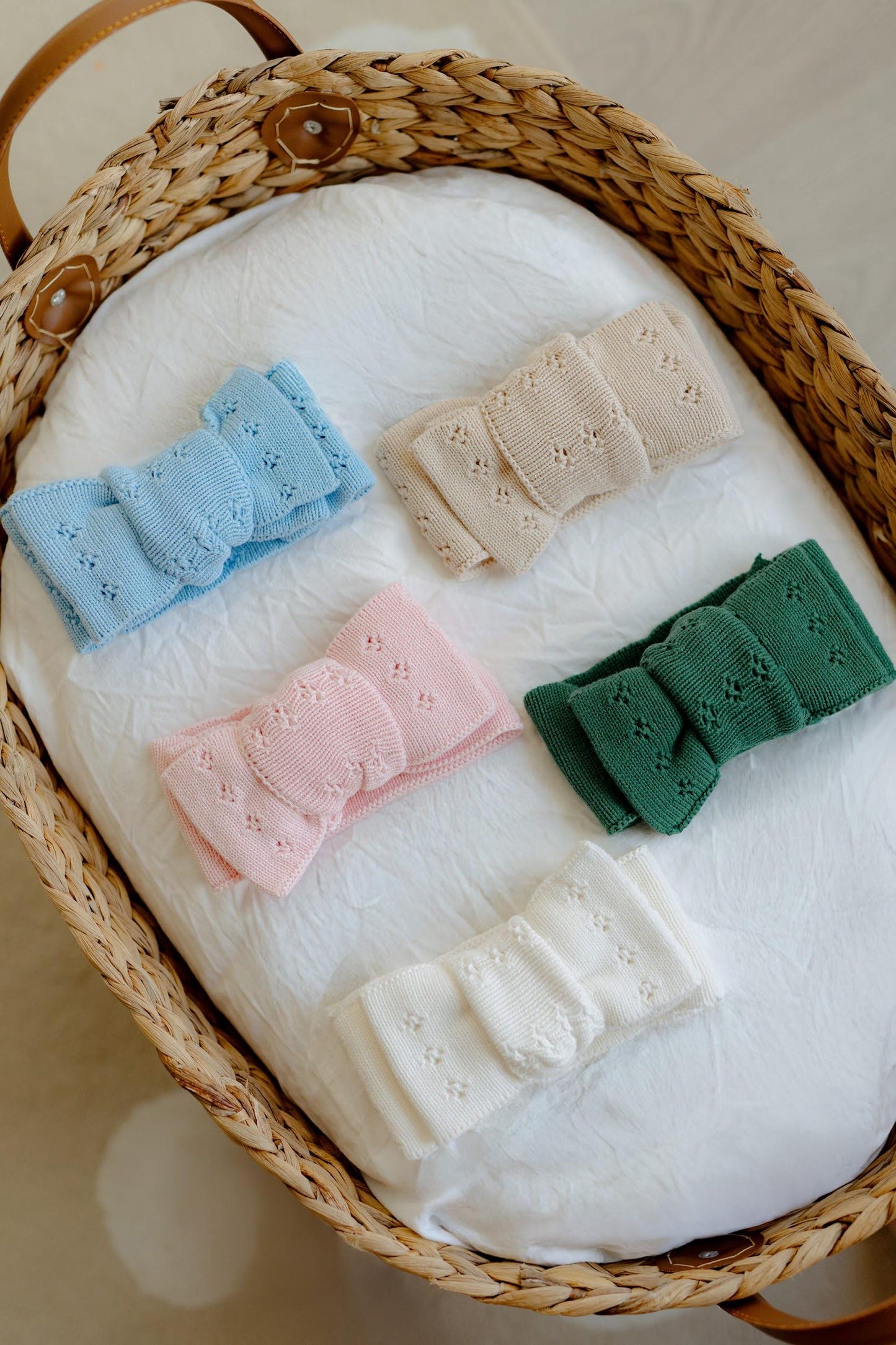 Knit Pointelle Baby Bow