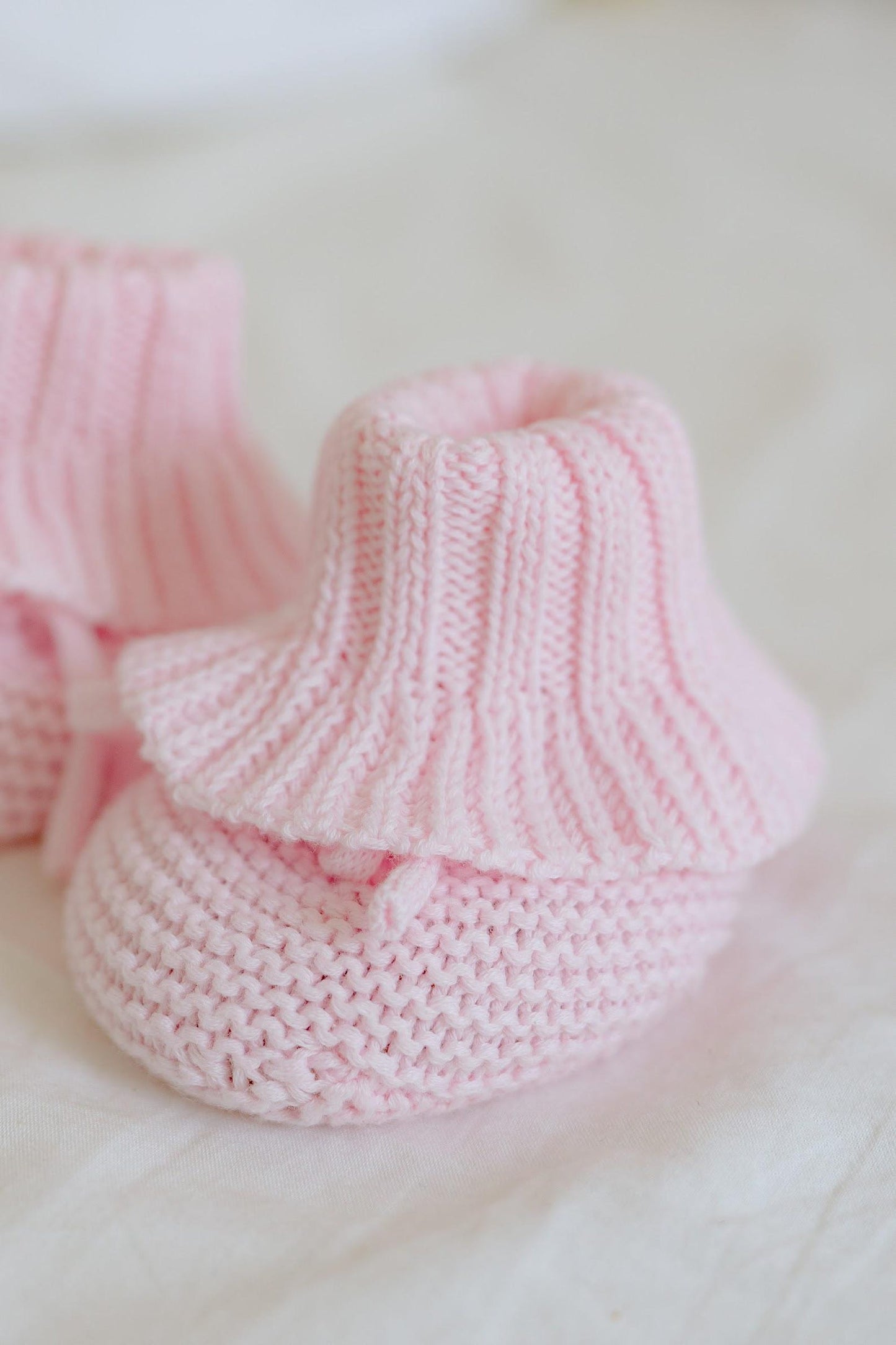 Knit Baby Bow and Booties Set