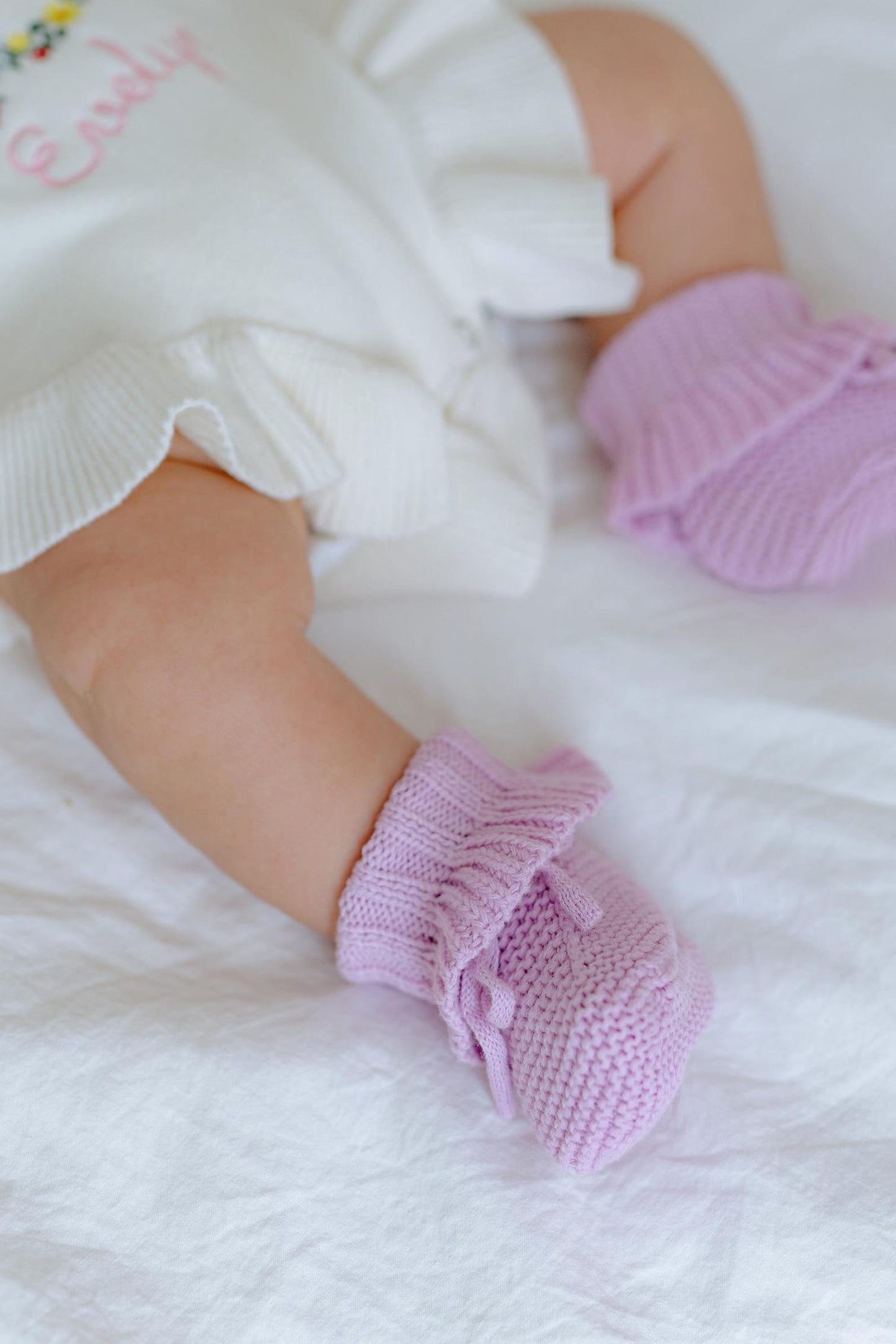 Knit Baby Bow and Booties Set