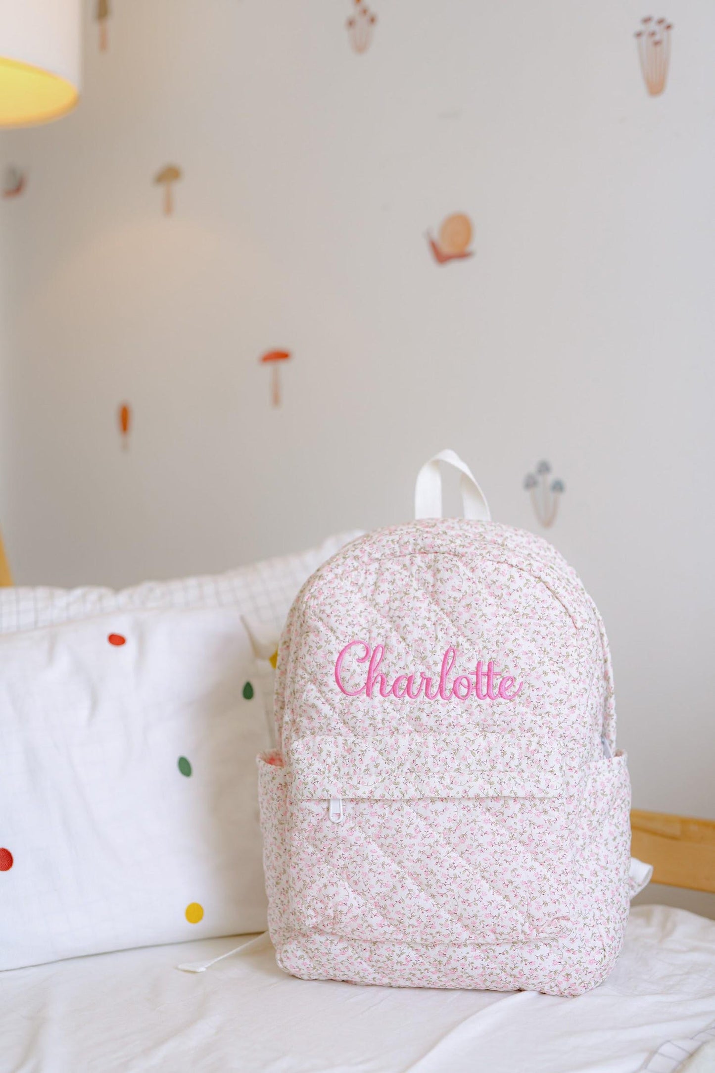 Quilted flower backpack
