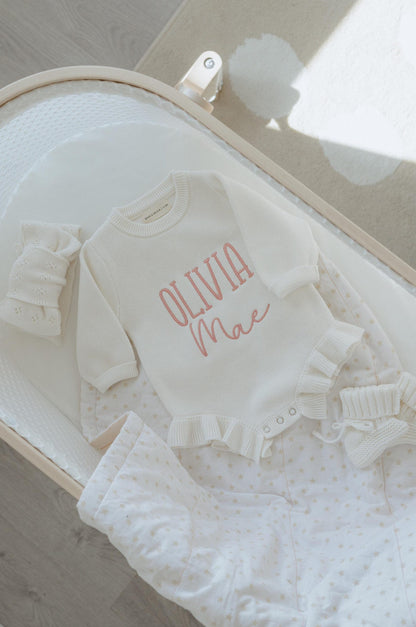 Knit ruffle romper