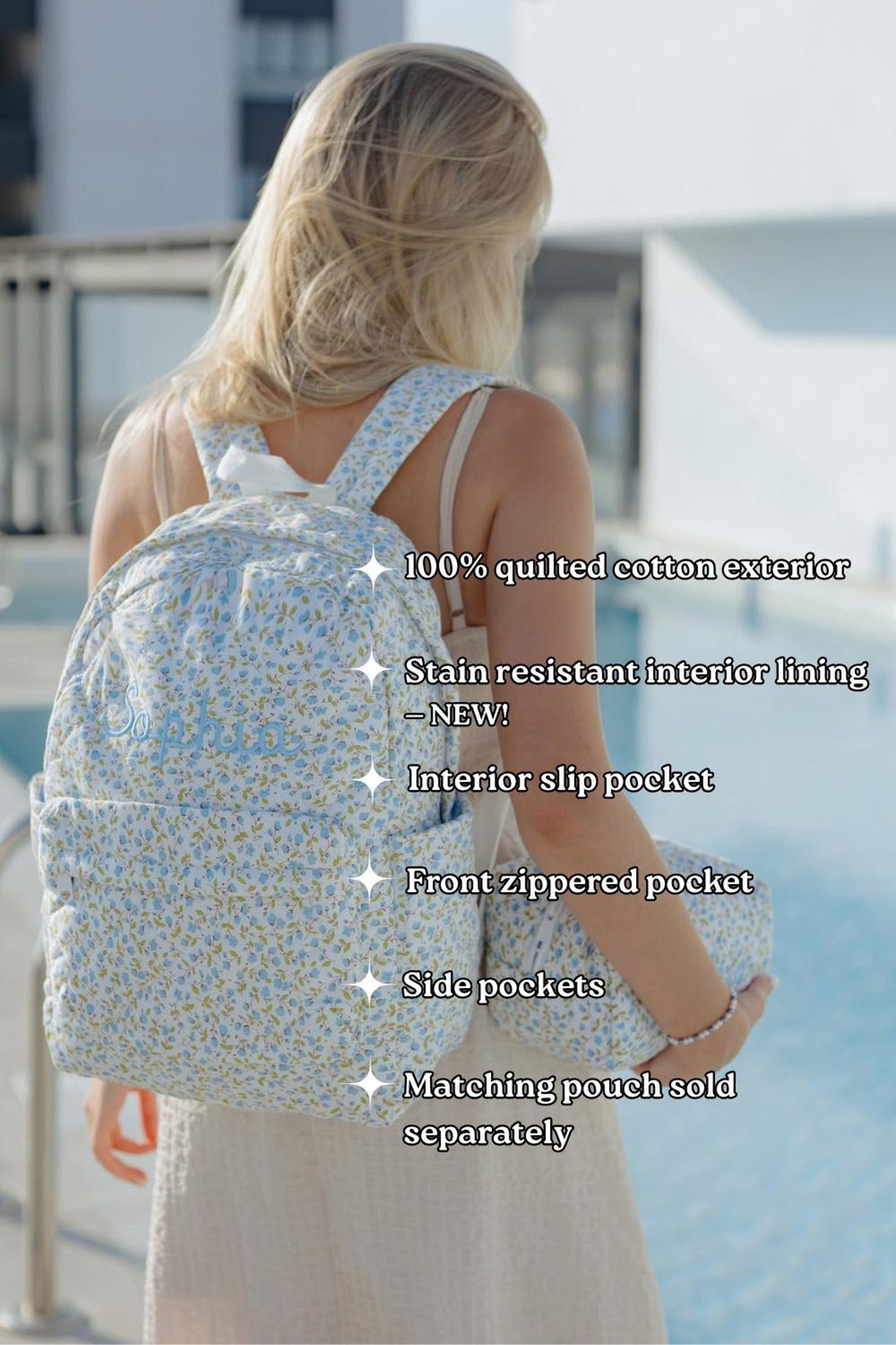 Quilted flower backpack