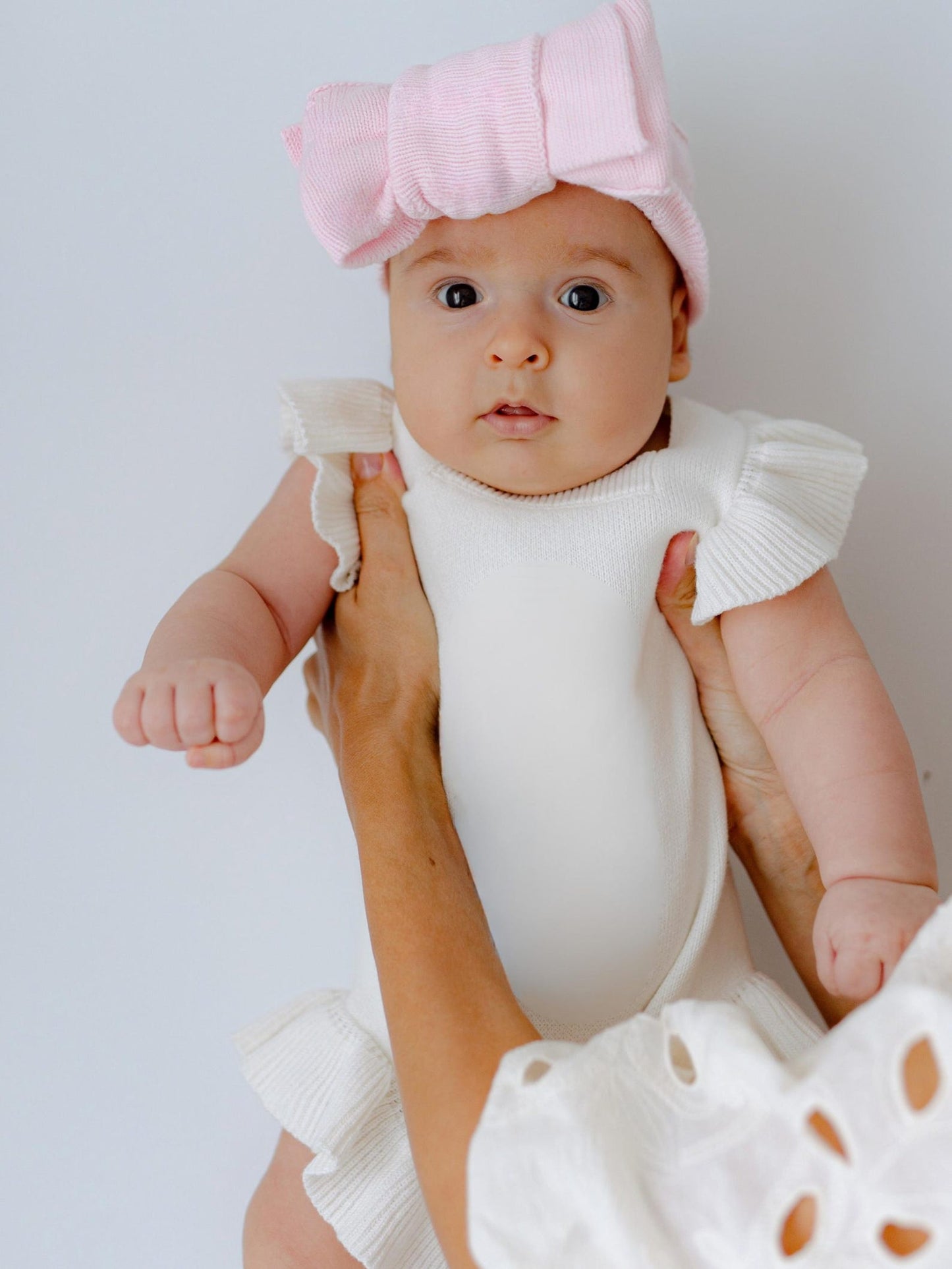 Knit Baby Bow and Booties Set