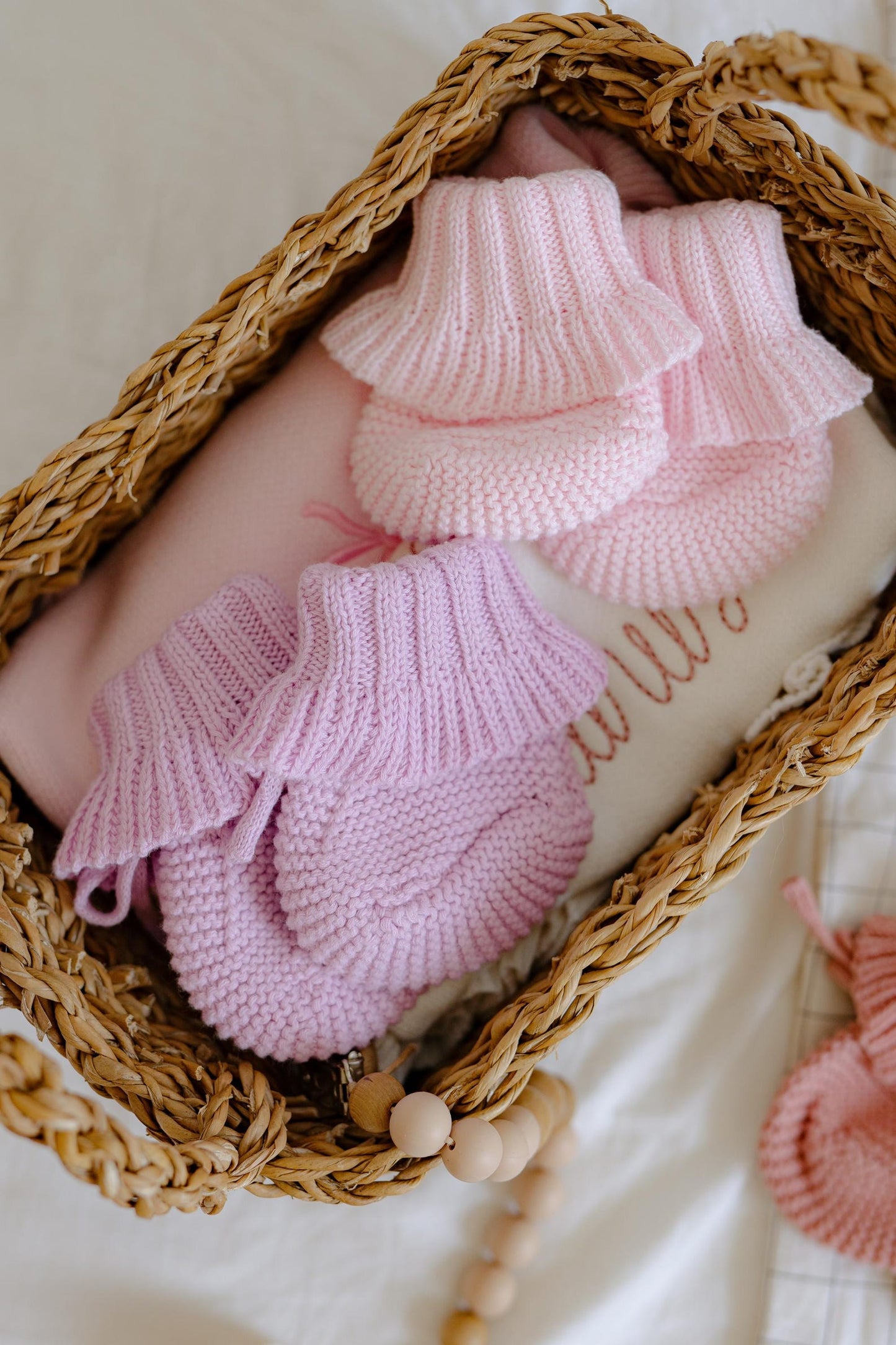 Knit Baby Bow and Booties Set