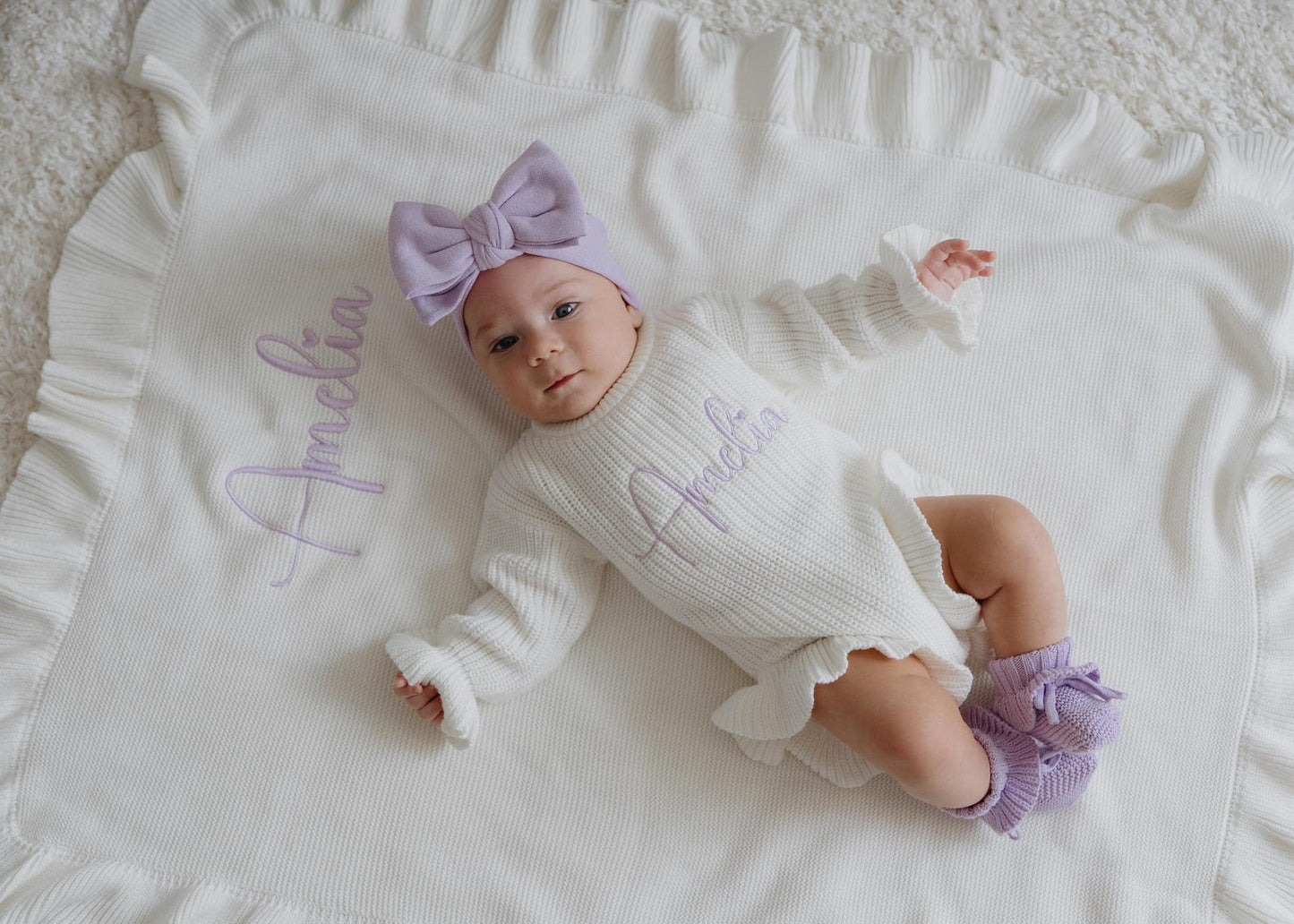 Chunky knit ruffle romper