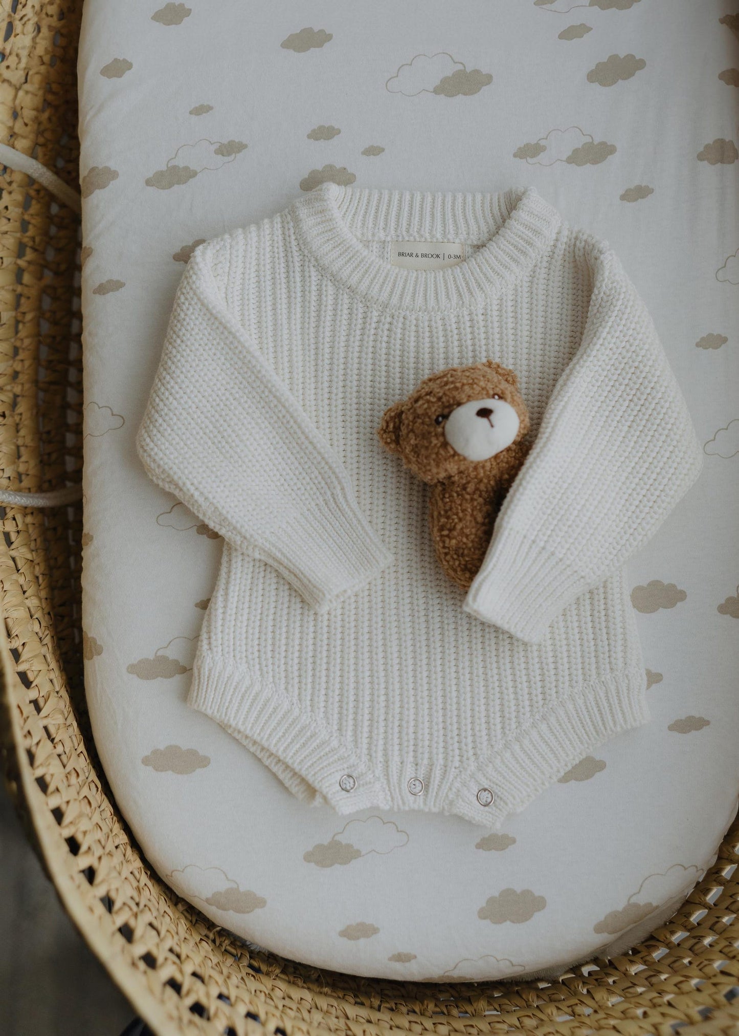 Chunky Gender Neutral Ivory Knit Romper