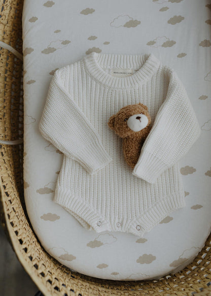 Chunky Gender Neutral Ivory Knit Romper