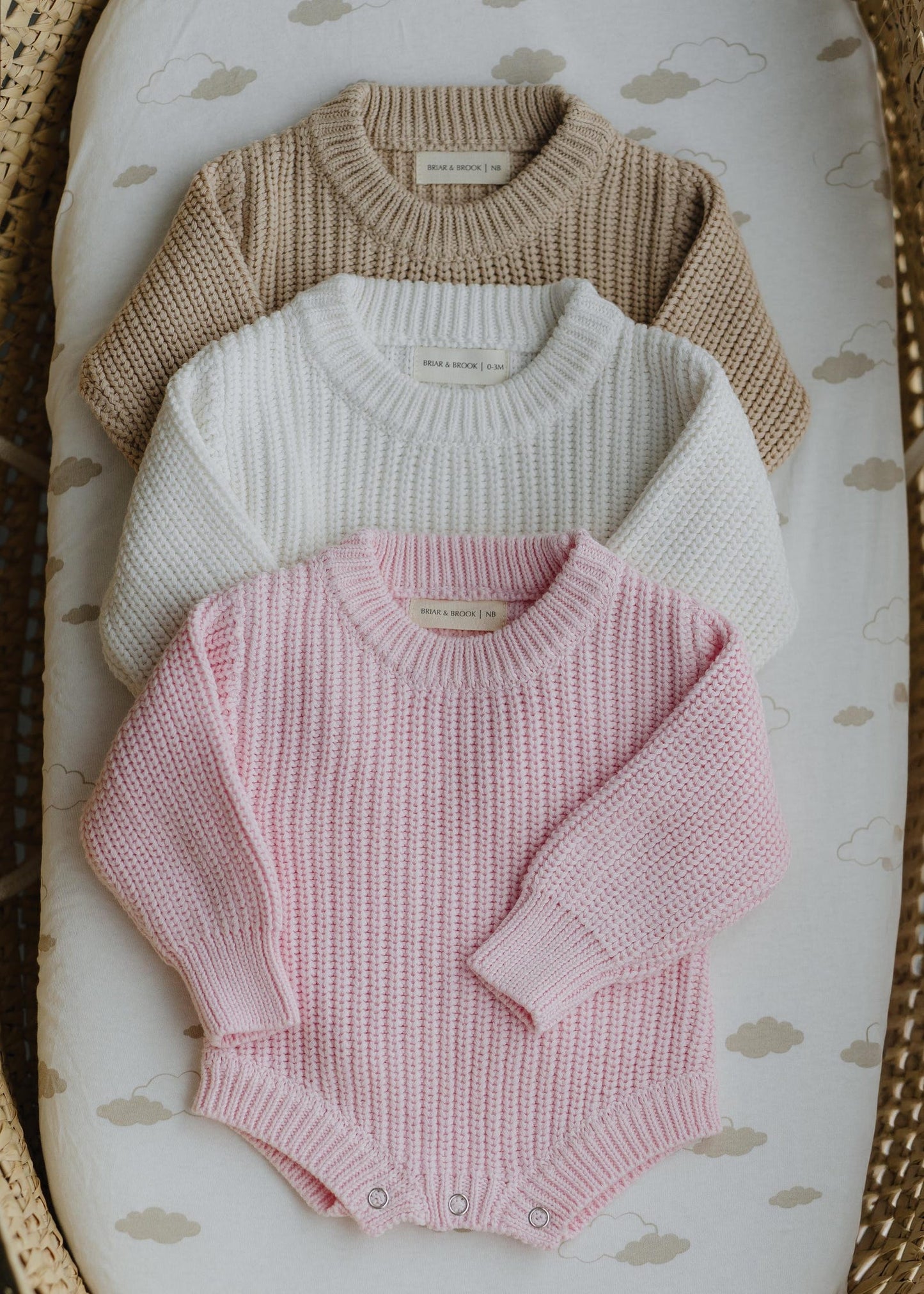Chunky Gender Neutral Ivory Knit Romper