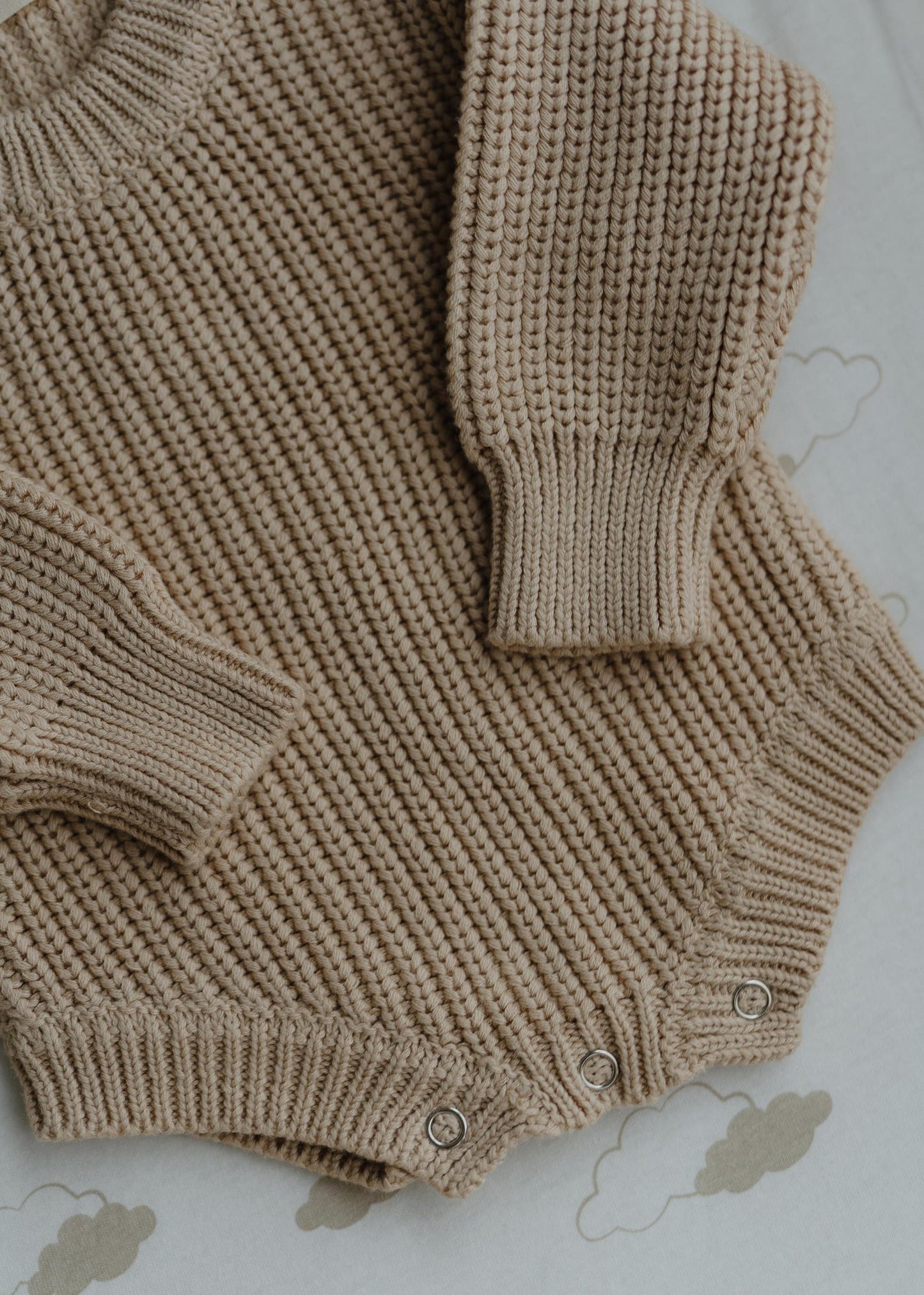 Chunky Gender Neutral Ivory Knit Romper