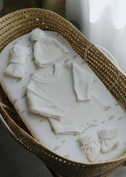 Chunky Gender Neutral Ivory Knit Romper