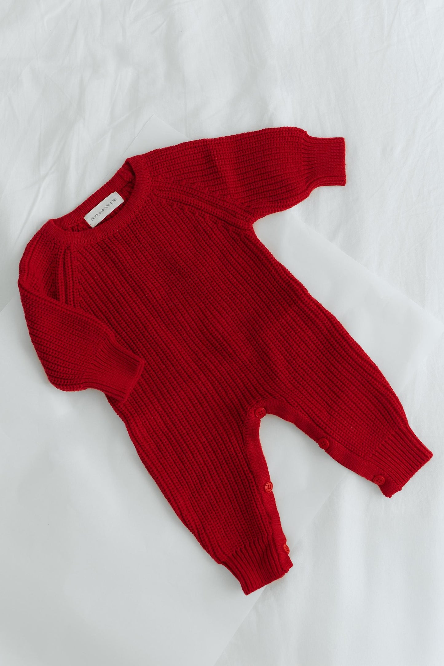 Red Baby Ribbed Knit Jumpsuit