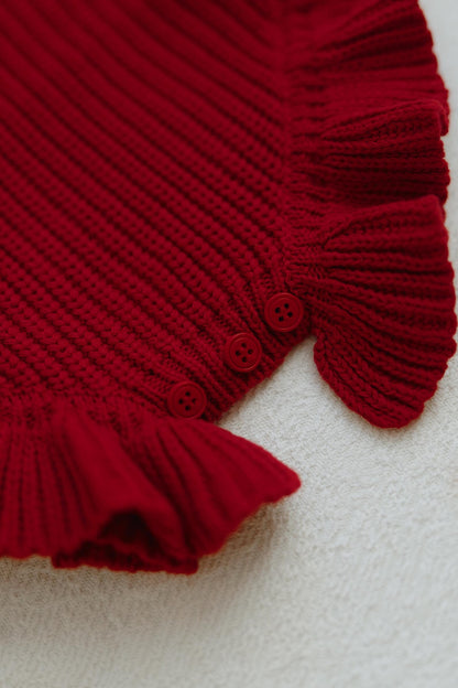 Red Baby Ribbed Knit Jumpsuit