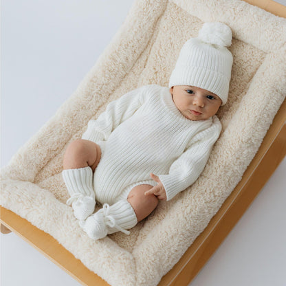 Chunky Gender Neutral Ivory Knit Romper