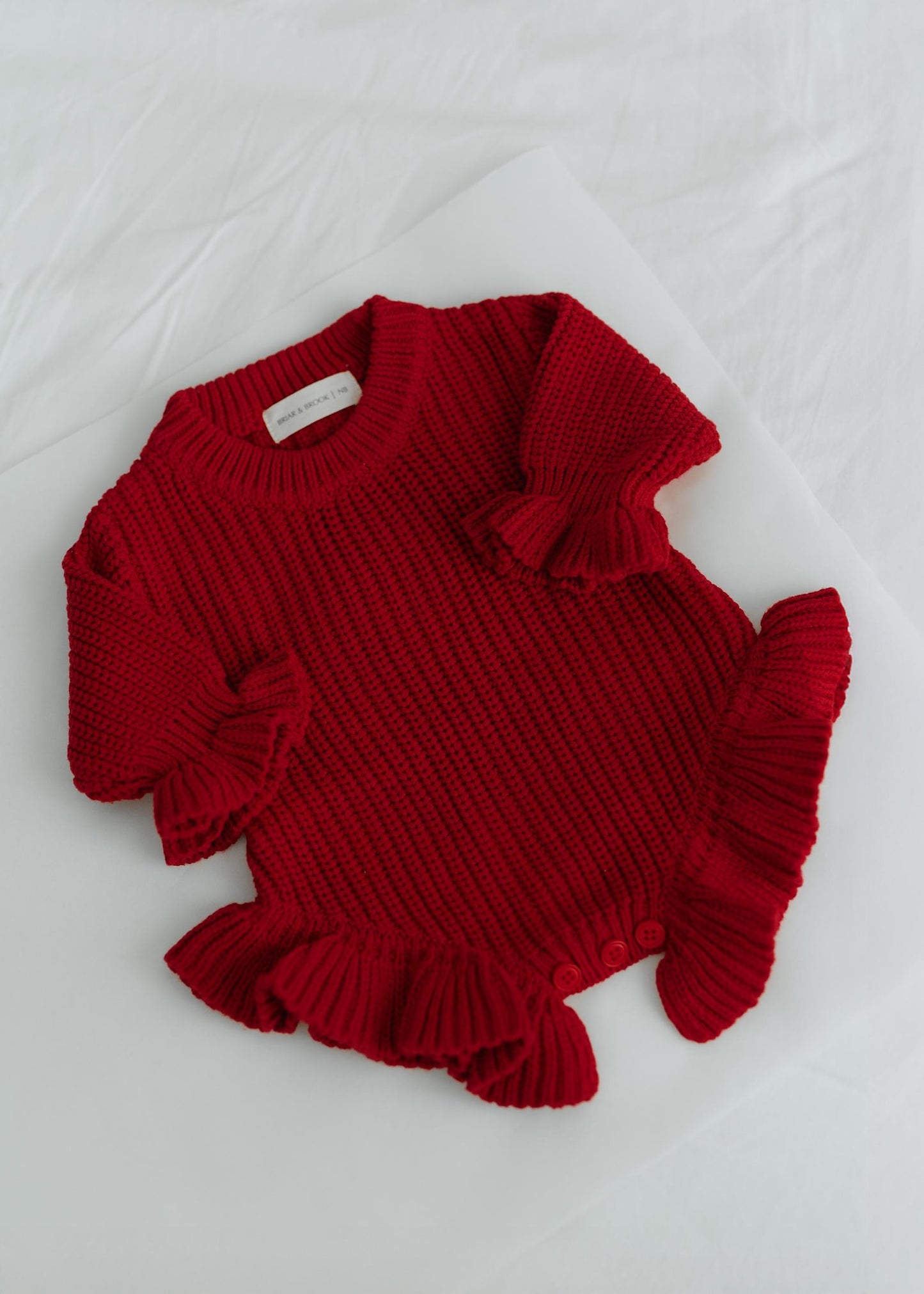 Red Baby Ribbed Knit Jumpsuit