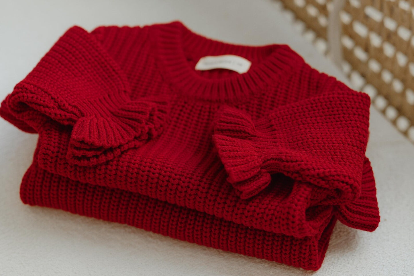 Red Baby Ribbed Knit Jumpsuit