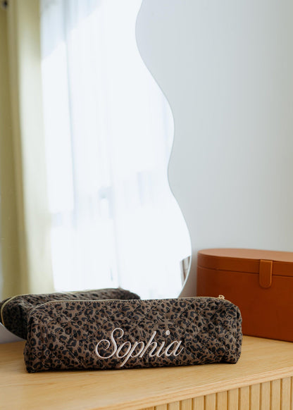 Leopard quilted hair tool bag