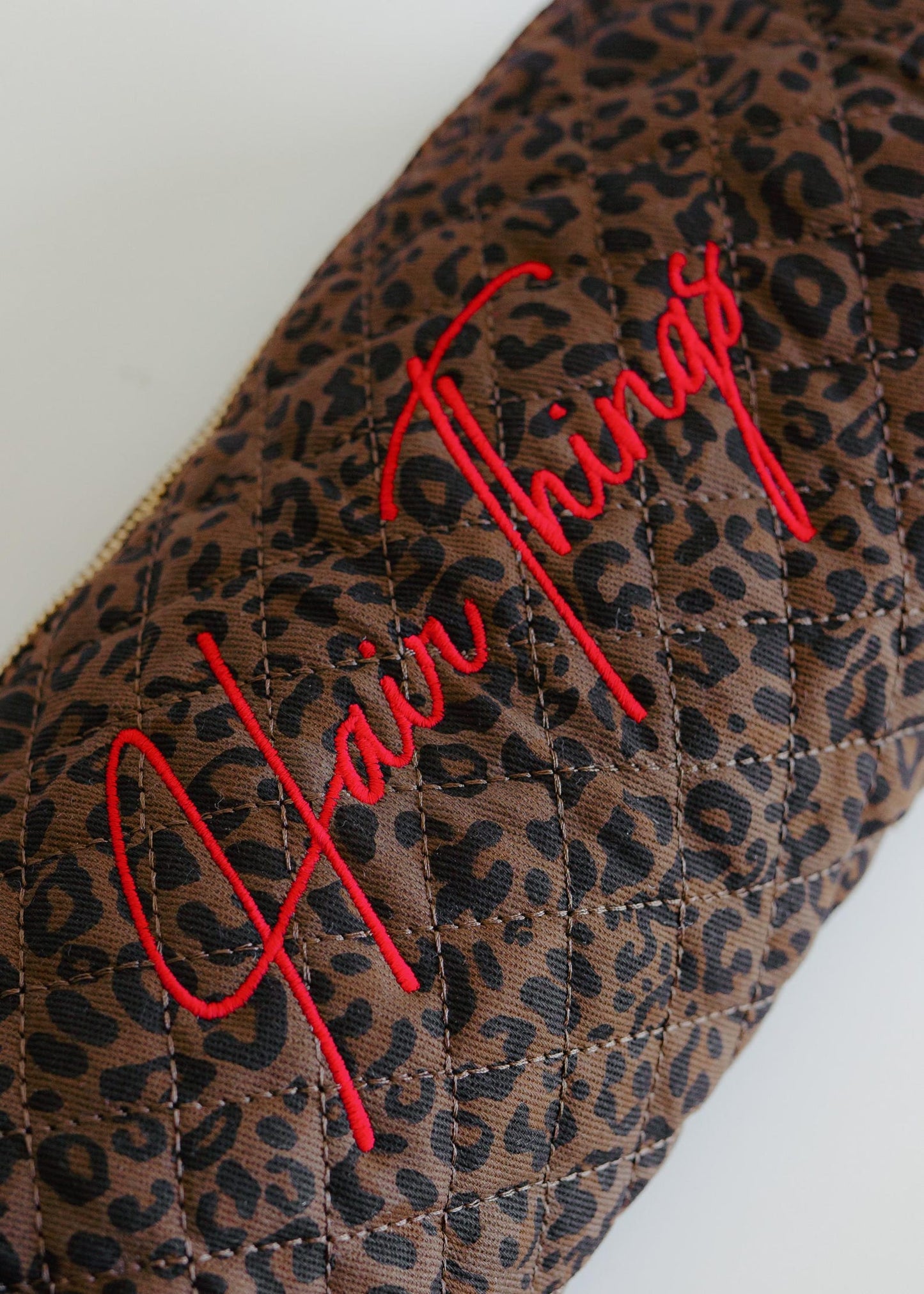 Leopard quilted hair tool bag