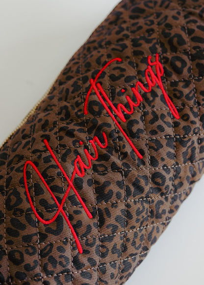 Leopard quilted hair tool bag