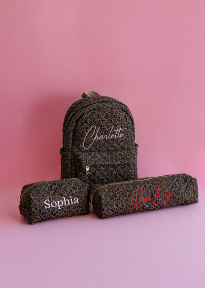 Leopard quilted backpack