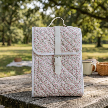 Quilted floral lunch bag
