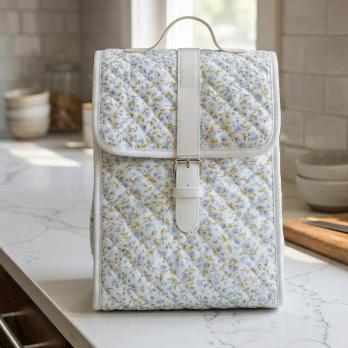 Quilted floral lunch bag